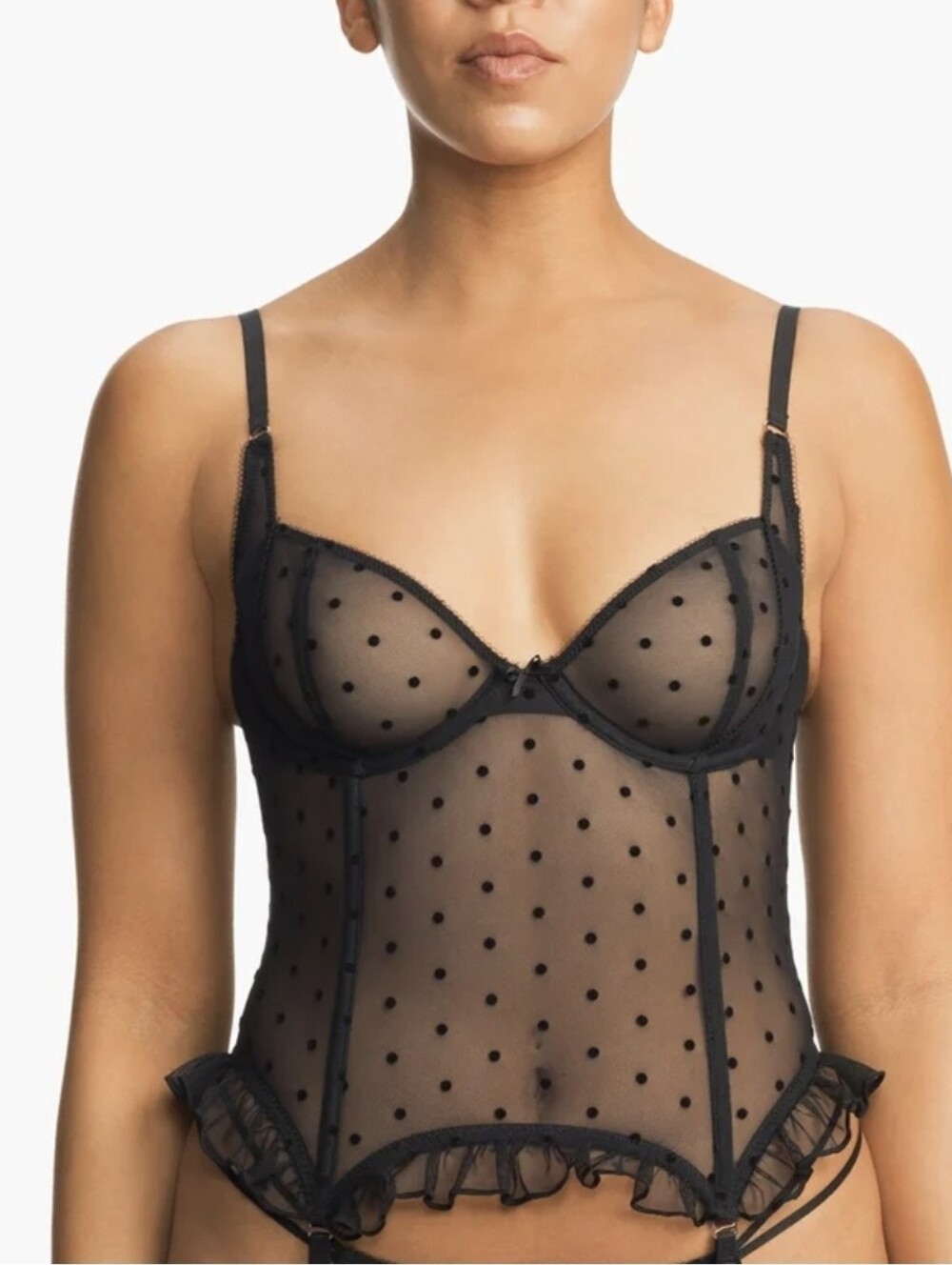 Savage x Fenty Flock Dot Bustier Corset Black Polka Dot